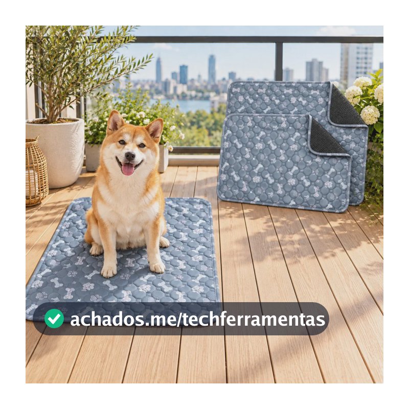 Kit 2 Tapete Higiênico Reutilizável Lavável Cachorro-50x70cm Azul Claro