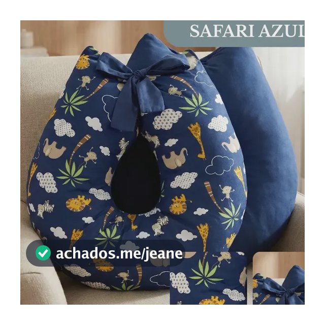 Almofada De Amamentação Para Bebê Travesseiro Super Macio Premium Algodão Safari Azul Marinho