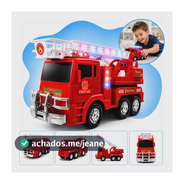 Carrinho De Bombeiro Brinquedo Infantil Sirene E Escada Aut Bombeiro Vermelho