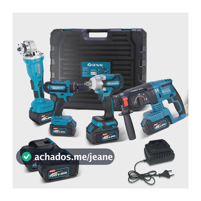 Kit Multi Ferramentas 4 Em 1 + 2 Baterias Multifuncional 68v Genaitools
