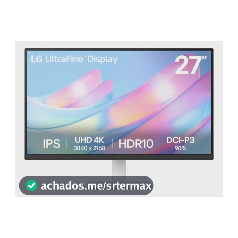 Monitor LG UltraFine - Tela IPS UHD 4K 27", HDR10, DCI-P3 90% , Dynamic Action Sync, Branco– 27US500