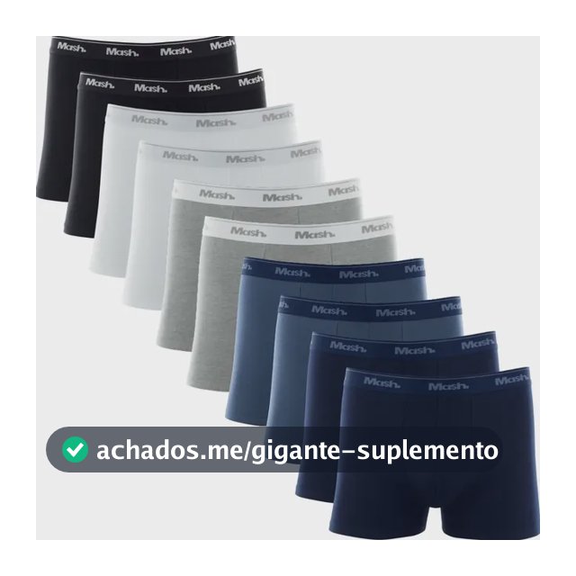 Kit 10 Cuecas Boxer Algodão Mash Box Masculina Adulto