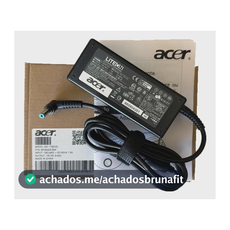 Fonte Carregador Acer Aspire 3 A315-5 A515 65w Cor Preto