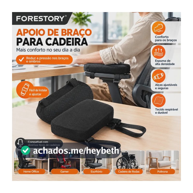 Almofada Apoio Braço Cadeira Conforto Tamanho Universal Par Apoio Braço Cadeira Escritório Gamer Antebraço Conforto Par Apoio Braço Cadeira ergonomia FORESTORY