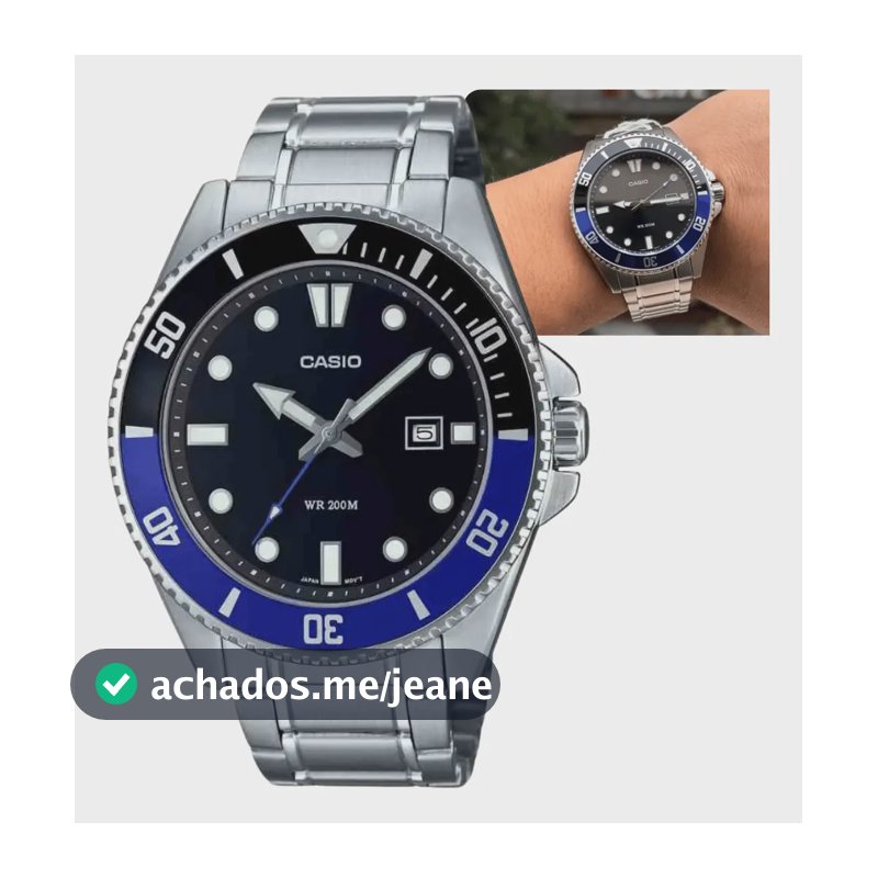 Relógio Casio Duro Batman Aço Mdv-107d-1a2 Diver 200m Prateado Azul Preto Prateado