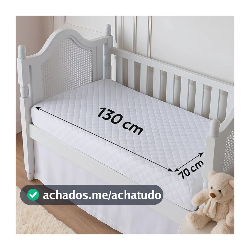 Protetor De Colchão Impermeável Berço Americano Quadriculado Branco