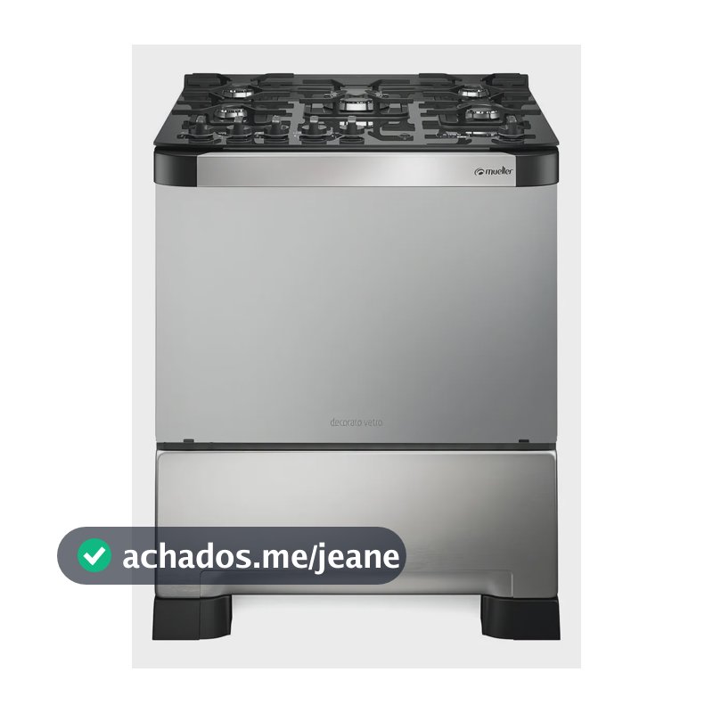 Fogão Mueller 5 bocas Decorato Vetro Inox com mesa de vidro e Timer digital