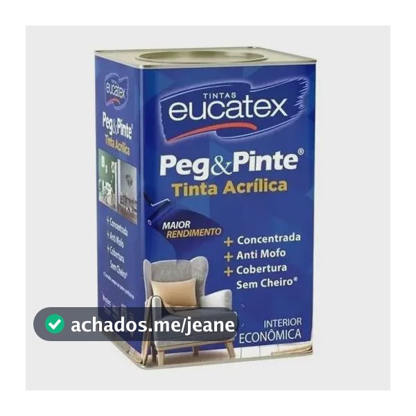Eucatex Latex Acrílico Peg Pint 18litros Acabamento Fosco Cor Branco neve