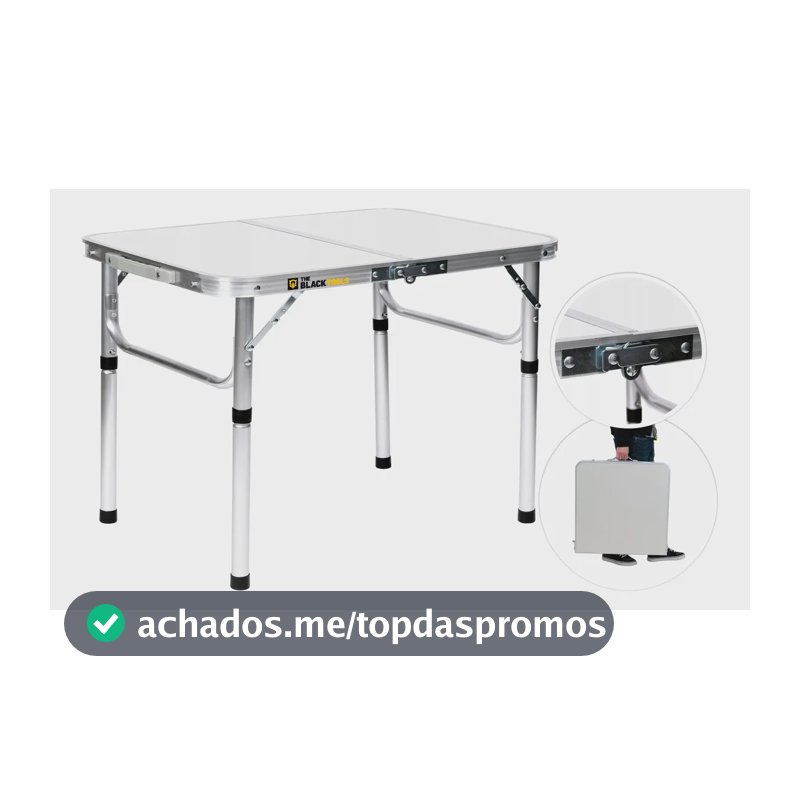 Mesa Dobrável Alumínio 90x60cm Vira Maleta Com Alça Portátil Camping Praia The Black Tools