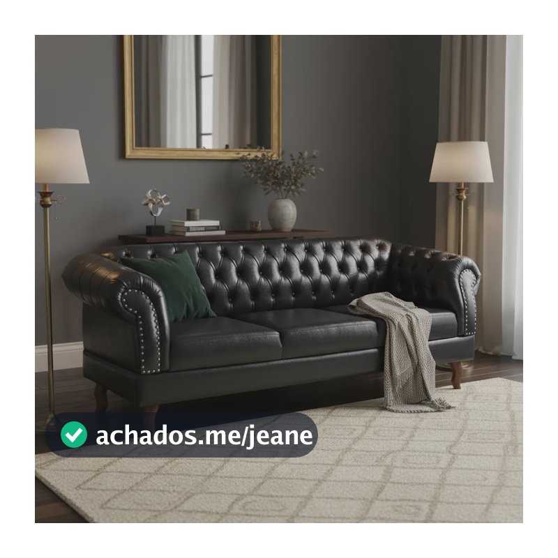 Namoradeira Chesterfield Duque 3 Lugares Corano Preto