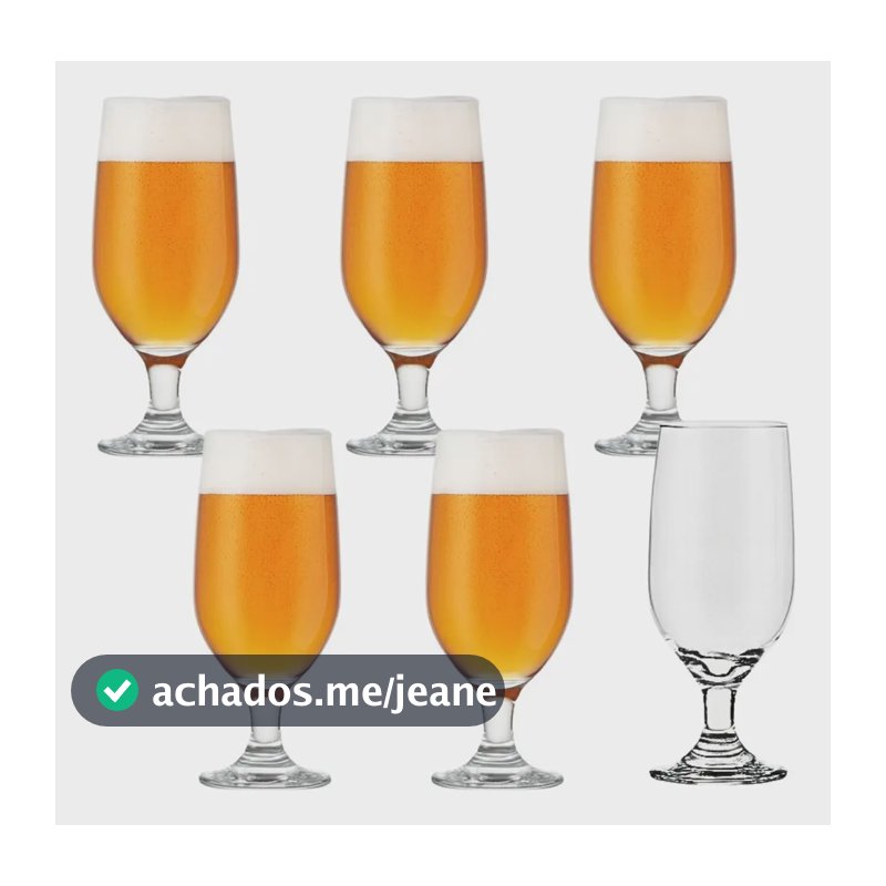 Jogo 6 Taças Cerveja 300ml Floripa Luxo Vidro Cristalino Chopp - M&k Home Store