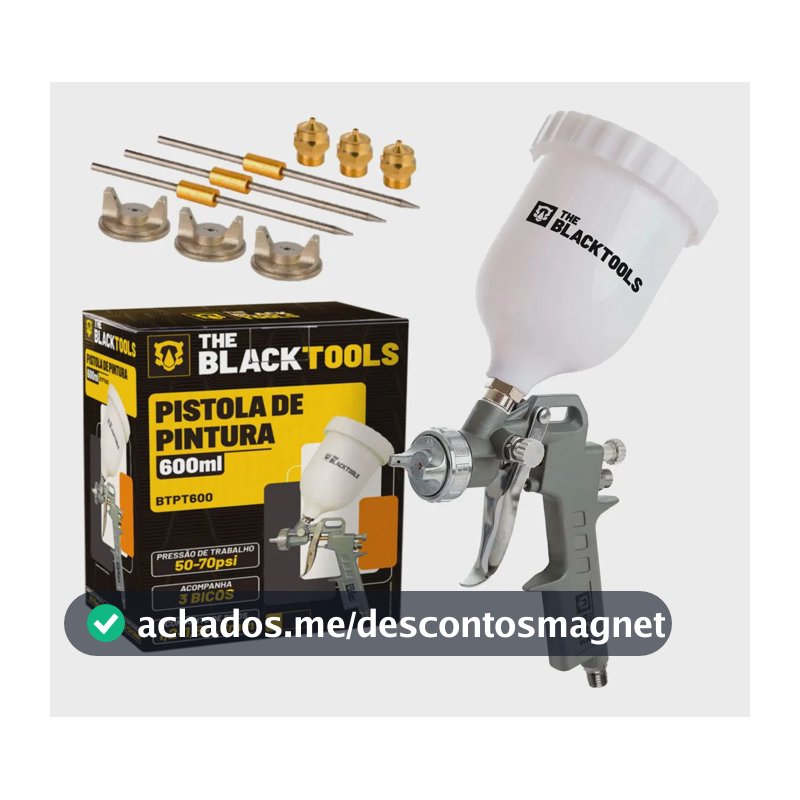 Pistola Pintura Gravidade 600ml 3 Bicos 1.2 1.5 1.8mm Profissional The Black Tools