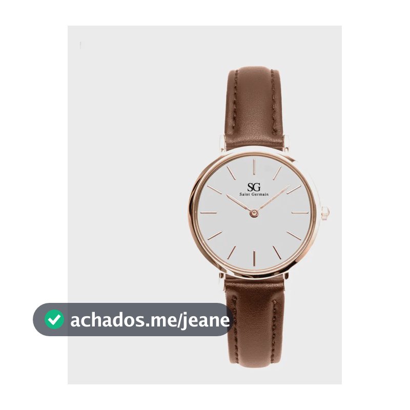 Relógio Feminino de Couro Marrom Saint Germain Bronx Rose Gold 32mm Cor do fundo Branco