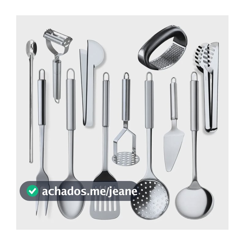 Kit 12 Utensílios Para Cozinha De Aço Inox Jogo Completo Aço Inox