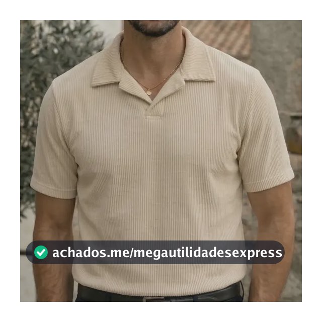 Camisa Camiseta Polo Masculina Texturizada Sem Botão