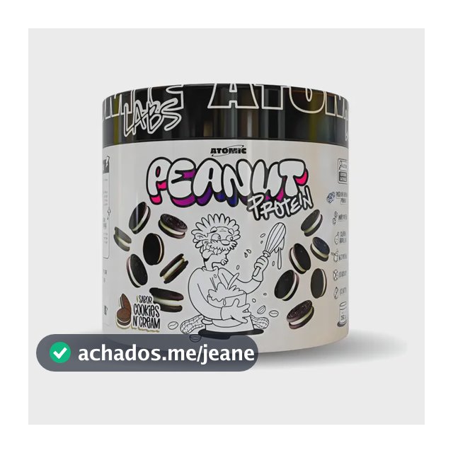 Peanut Protein 350g Atomic Labs - Sabor Cookies & Cream - Pasta de Amendoim com Whey Protein e Colágeno Hidrolisado