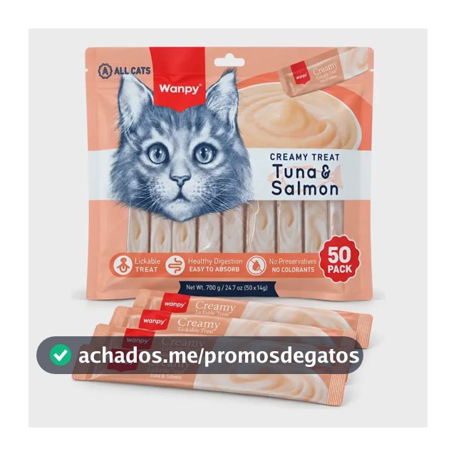 Petisco Cremoso Wanpy Creamy Gatos Atum E Salmão 50x14g 700g