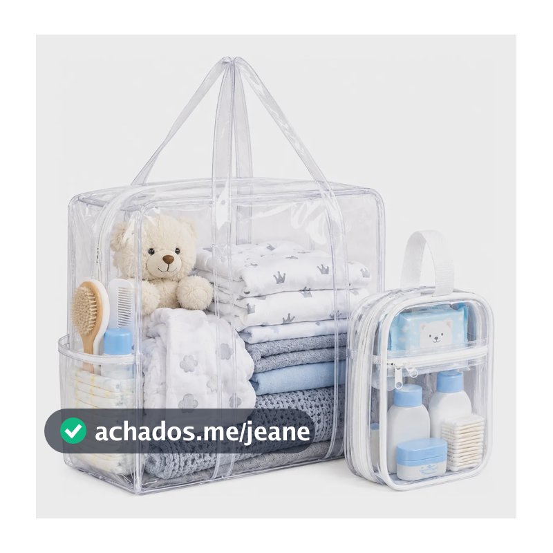 Kit Bolsa Maternidade Transparente  Necessaire Organizadora Branco