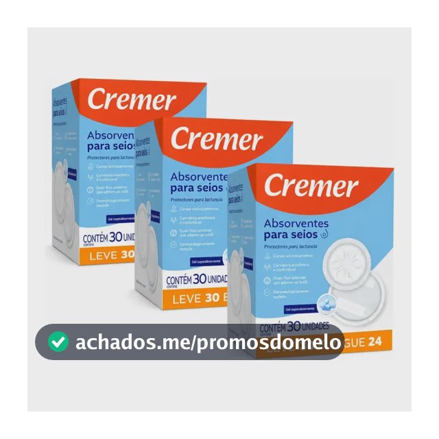 Kit 3 Caixas De Absorvente Para Seios Cremer Toque Suave Gel Superabsorvente Antivazamento Anatomico Respiravel Com Adesivo Para Amamentacao