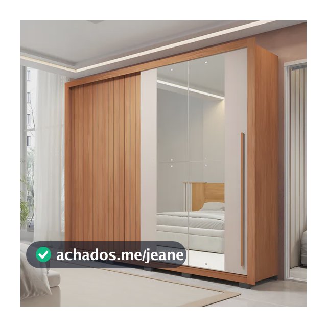 Guarda-roupa Casal Ripado Com Espelhos 2 Portas E 4 Wt