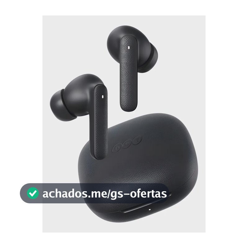 Fone de Ouvido QCY Buds T43 ENC Bluetooth 5.3, IPX4, 35H de Reprodução, Drivers de 10mm, Cor Preto