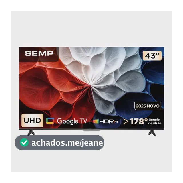 Smart Tv Semp 43 Polegadas Led Hva 4k S62 Wifi Bluetooth Google Tv 3 Hdmi Hdr10+ Dolby Audio 43s62