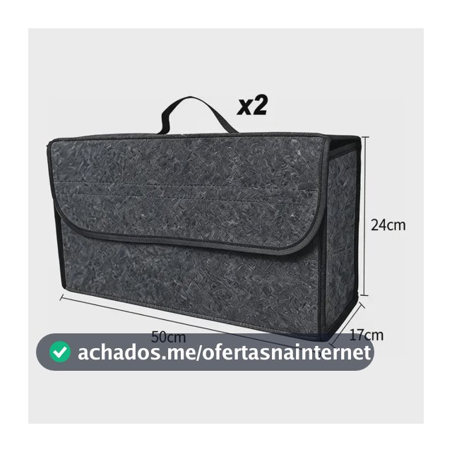 2pcs Bolsa Caixa Organizar Porta Malas Multiuso Veicular Cinza