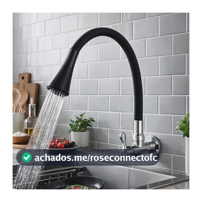 Torneira Gourmet Cozinha Pia Flexível Móvel 2 Jatos Parede Cor Preto