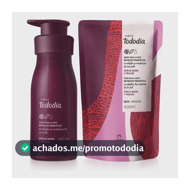 Kit Tododia Cereja Negra E Praliné: Creme Nutritivo Para O Corpo 400ml + Refil 400ml