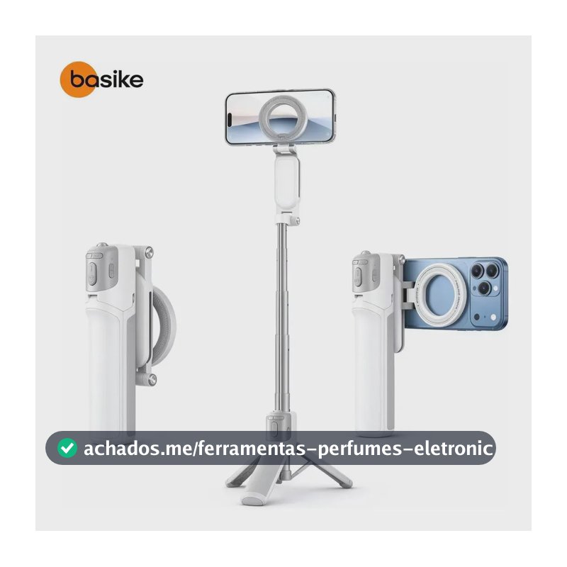 Tripé Magnético e Bastão Selfie Basike com Controle Bluetooth para Smartphone