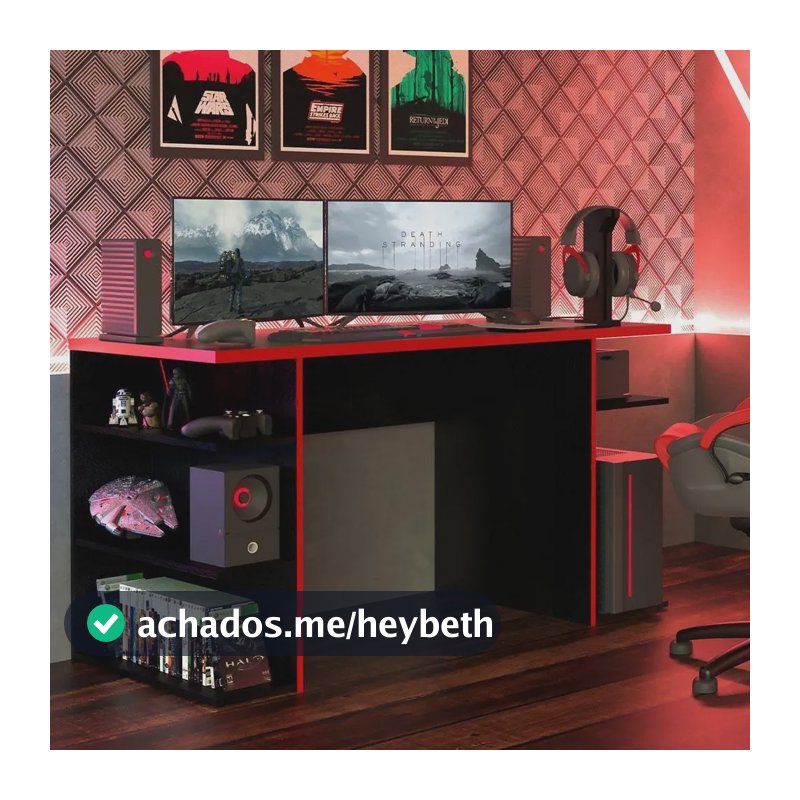 Mesa Para Computador Gamer Madesa 9409 - Preto/vermelho Preto