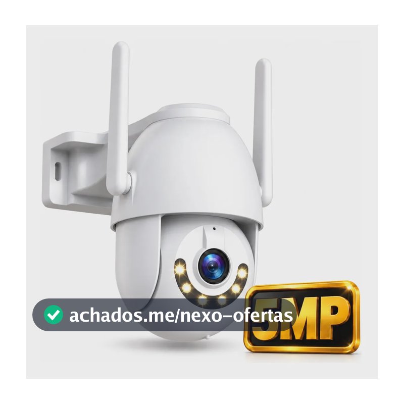 Câmera de Segurança IP Wi-Fi 5MP PTZ 360° com Visão Noturna Colorida, Áudio Bidirecional, IP66 à Prova d'Água e Monitoramento Remoto pelo Celular-Jooan