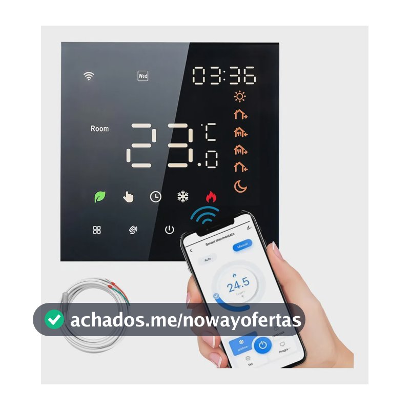 Termostato inteligente Tuya Wifi 16a Controle De Voz Aquecimento Elétrico Compatível com Alexa e Google Home Sensor de Piso Externo
