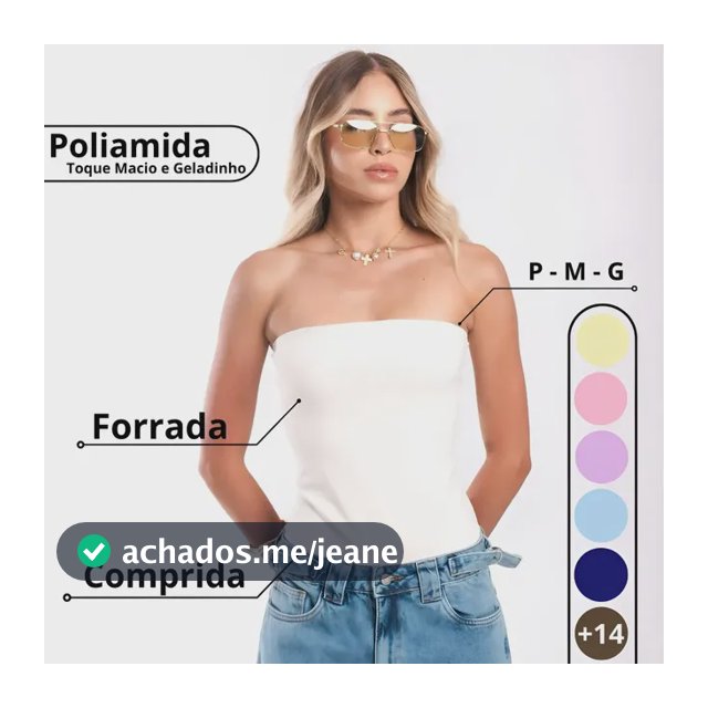 Top Tube Poliamida Forrada Tomara Que Caia Cropped Moda