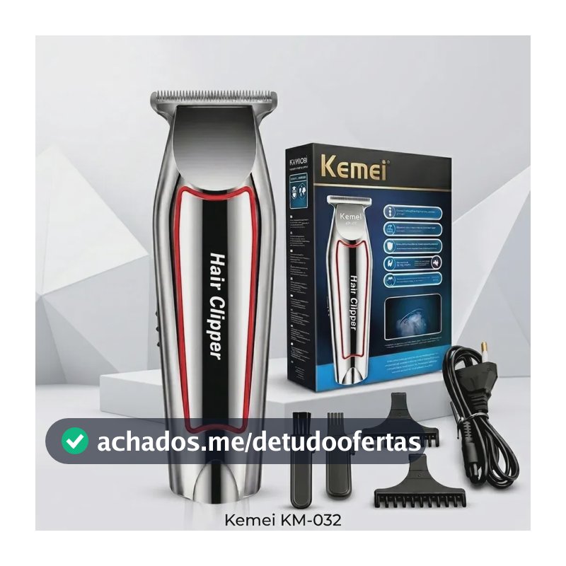 Maquina Acabamento Cortar Cabelo Barba E Pelos Kemei 032