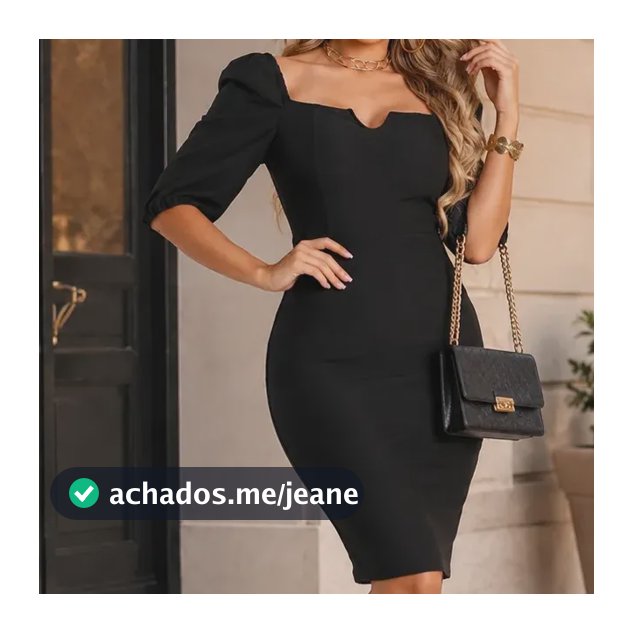 Vestido Mídi Manga Bufante Social Executivo Festa Elegante