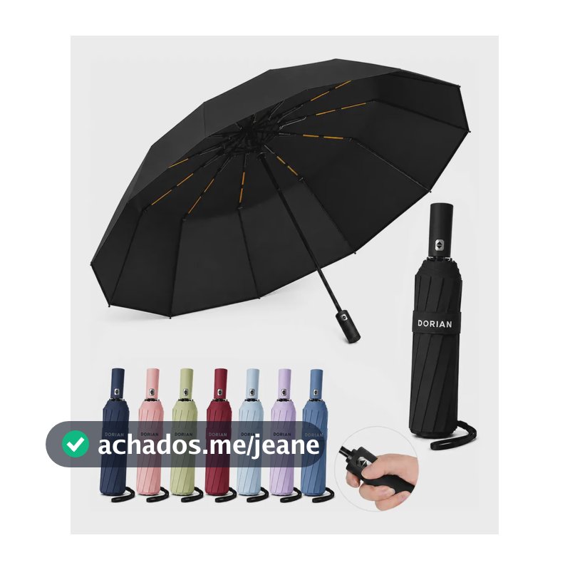 Guarda-Chuva Automático Dobrável Dorian com 12 Varetas para Vento e Chuva