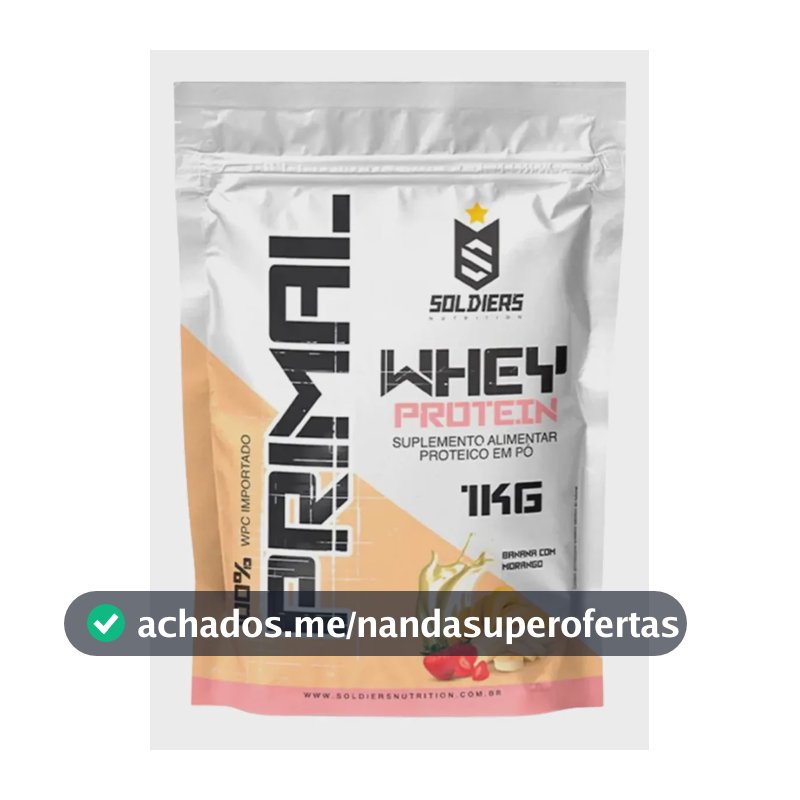 Sachê Whey Protein Primal 1kg Soldiers Nutrition Sabor Banana com Morango em po