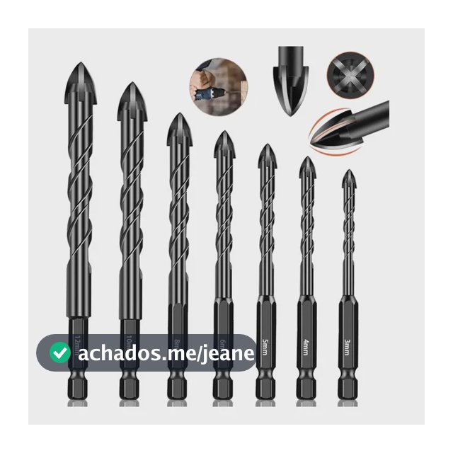 Kit 7 Brocas De Titanio Liga Dura Universal Fura Tudo