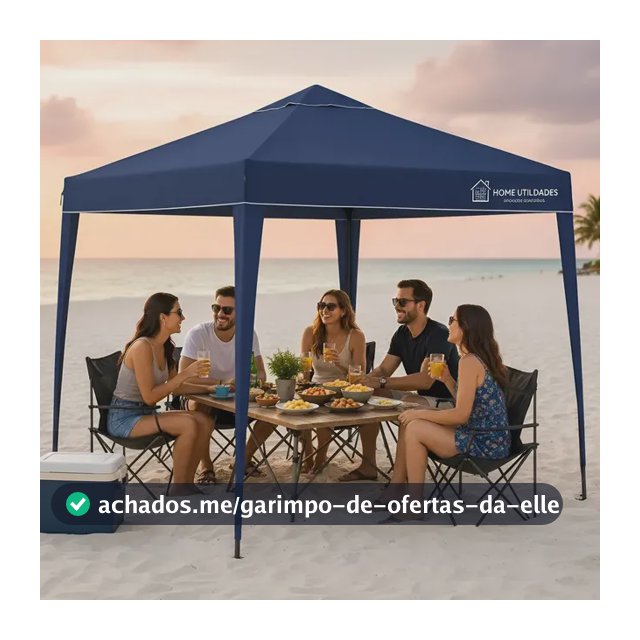 Tenda Gazebo Dobrável 3x3m Sanfonada Articulada com Proteção UV Estrutura em Aço Galvanizado para Praia Camping Pisicina Area Externa