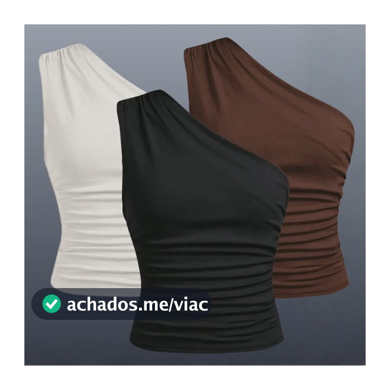 Kit 2 Blusa Feminina Elegante Mula Manga Assimétrica Casual Preto+marrom M