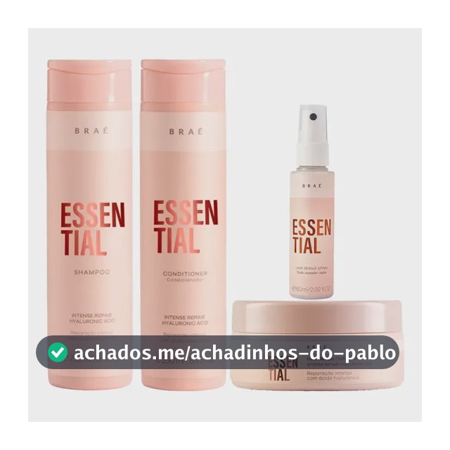 Kit Braé Essential Shampoo + Condicionador + Máscara + Fluido