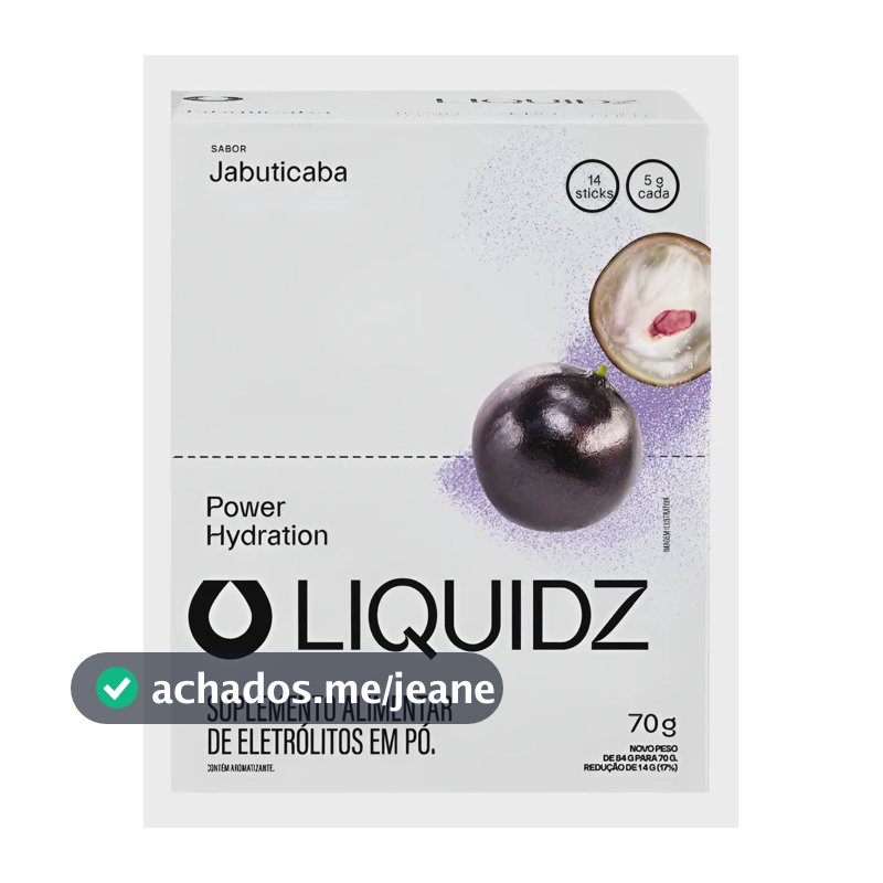 Liquidz® - Eletrólitos Zero Açúcares - Sabor Jabuticaba - Kit 1 Caixa - 14 Sachês