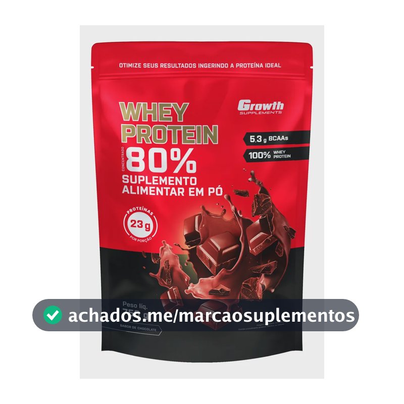 Whey Concentrado 750g Growth Supplements - Variados Sabores Chocolate