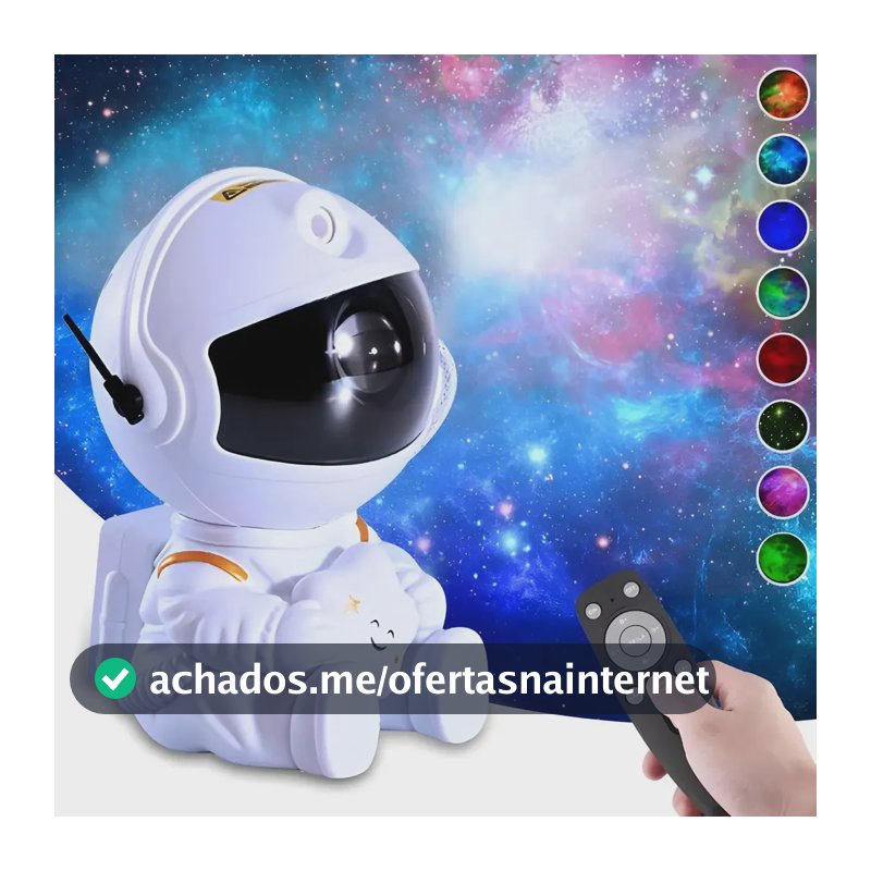 Projetor De Estrelas Astronauta Para Quarto Com Luz Nebulosa E Galáxia Branco