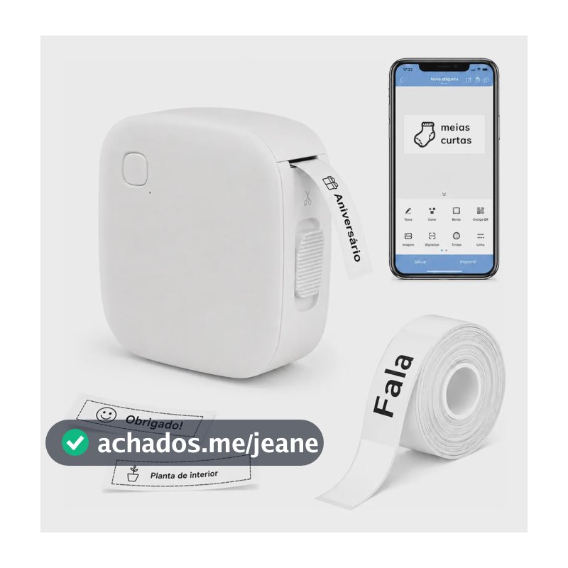 Mini Impressora Térmica Portátil Etiquetadora Bluetooth 5v Branco 5v