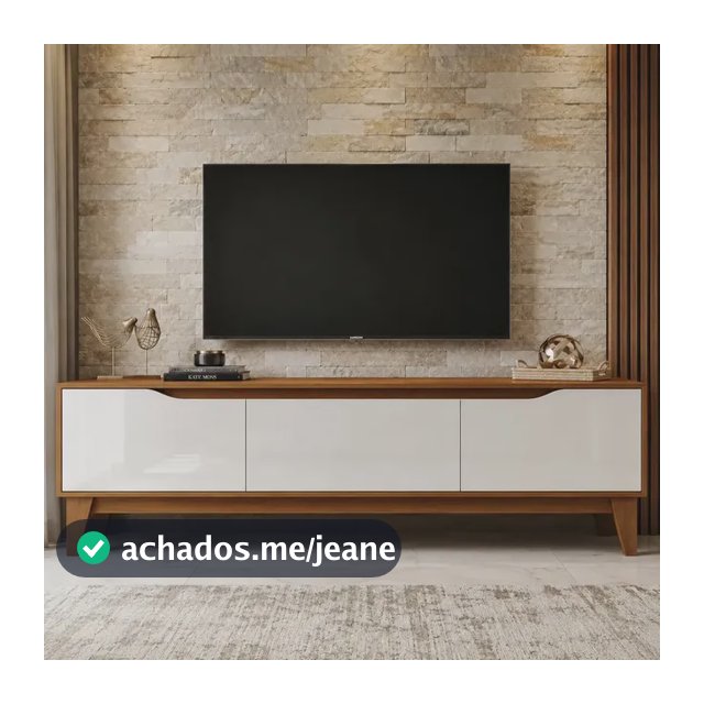 Rack Bancada Sala Tv 160cm 03 Portas Veneto Design Moderno Cor Cinamomo/off White