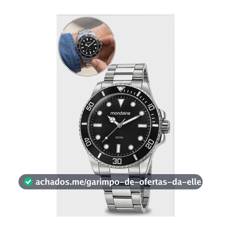 Relógio Prata Masculino Mondiane 32549g0mvne1 Cor da correia Prateado Cor do fundo Preto