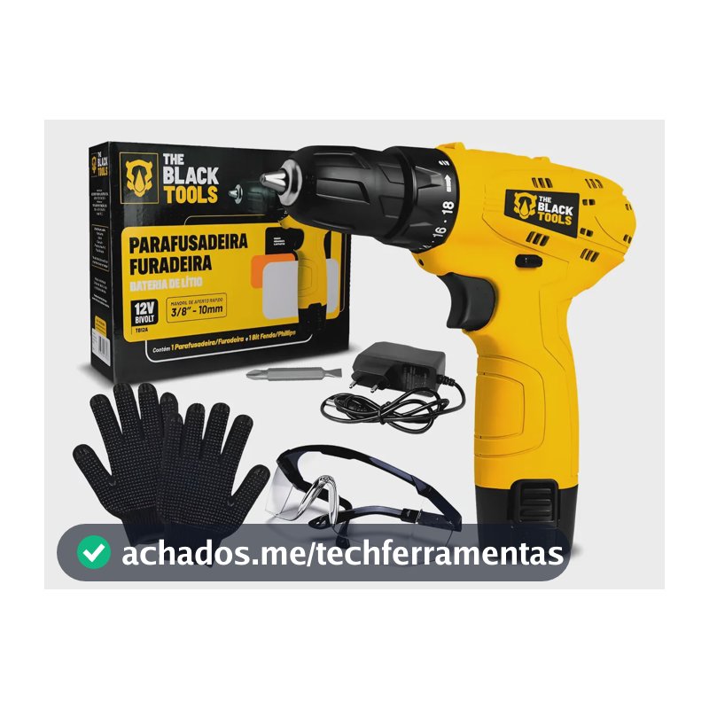 Parafusadeira Furadeira 3/8 A Bateria 12v Com Acessórios Amarelo 127/220v 50/60hz