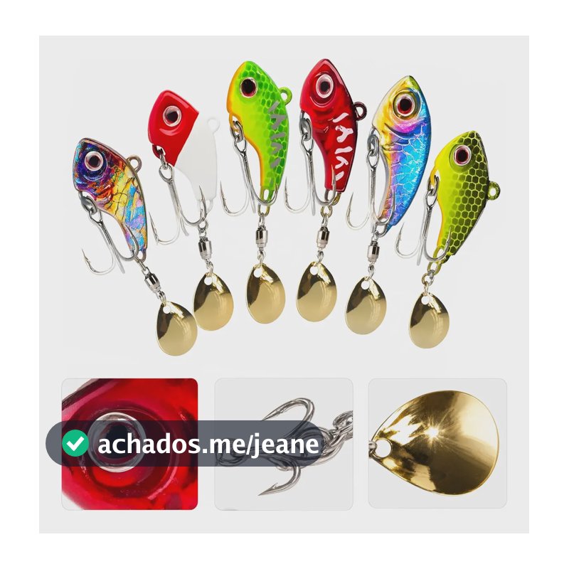 Kit 6 Colheres Metálicas 20g Iscas Artificiais Para Tucunaré Coloridos